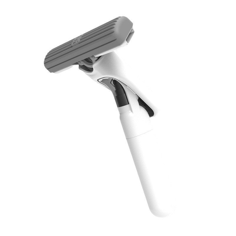 Mop Plat cu Pulverizare si Recipient pentru Solutii, Mini Mop Portabil pentru Geamuri si Interior Auto, Sistem de Stoarcere Integrat, Maner Scurt, Plastic, 15.5 x 15.5 x 12.5 cm, Alb