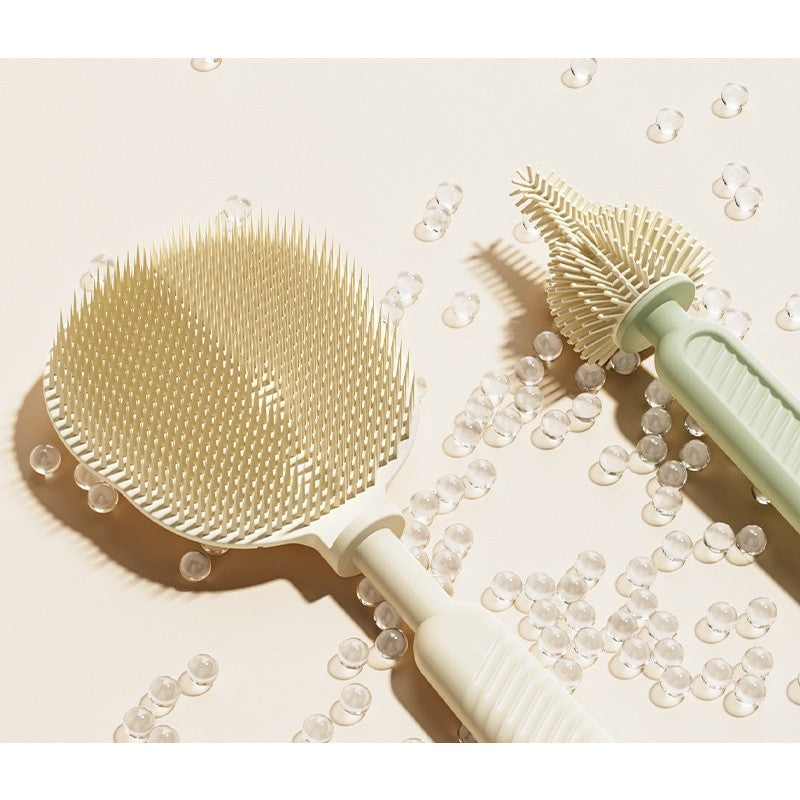 Set Curatare Biberoane si Accesorii, Kit Portabil cu Suport de Uscare si Cutie Depozitare, Peri din Silicon si TPE, 7 Piese, 20 x 9.5 cm, Portocaliu