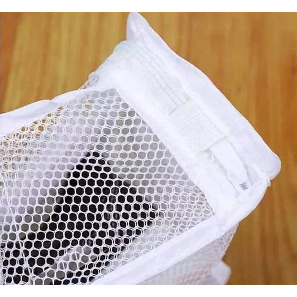 Sac pentru Spalare Incaltaminte in Masina de Spalat, Protectie cu Strat de Spuma si Fermoar Securizat, Panza Tip Plasa, 28 x 24.5 x 8 cm, Alb