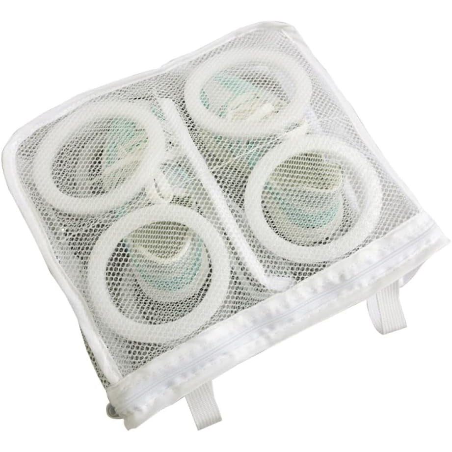 Sac pentru Spalare Incaltaminte in Masina de Spalat, Protectie cu Strat de Spuma si Fermoar Securizat, Panza Tip Plasa, 28 x 24.5 x 8 cm, Alb