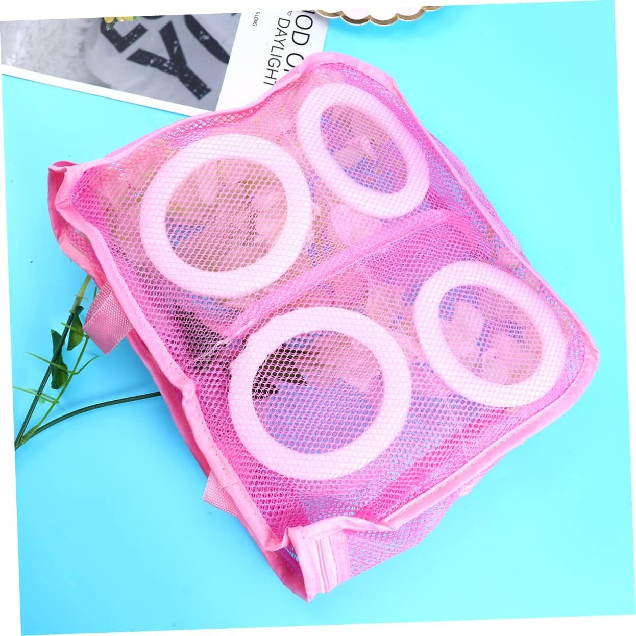Sac pentru Spalare Incaltaminte in Masina de Spalat, Protectie cu Strat Interior din Spuma si Fermoar Securizat, Panza Tip Plasa, 28 x 24.5 x 8 cm, Roz