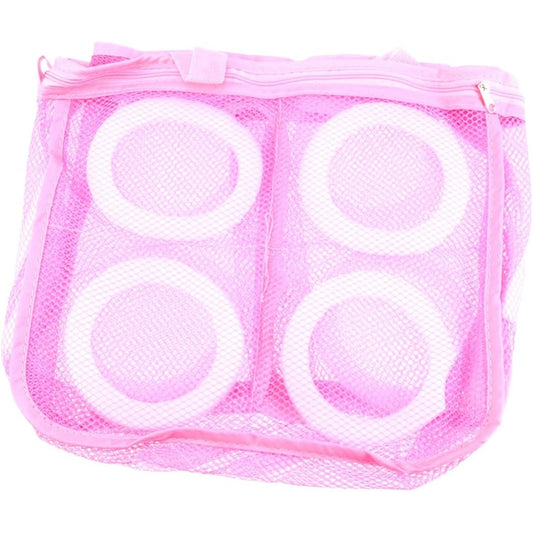 Sac pentru Spalare Incaltaminte in Masina de Spalat, Protectie cu Strat Interior din Spuma si Fermoar Securizat, Panza Tip Plasa, 28 x 24.5 x 8 cm, Roz