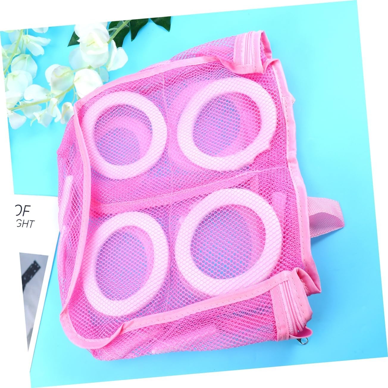 Sac pentru Spalare Incaltaminte in Masina de Spalat, Protectie cu Strat Interior din Spuma si Fermoar Securizat, Panza Tip Plasa, 28 x 24.5 x 8 cm, Roz