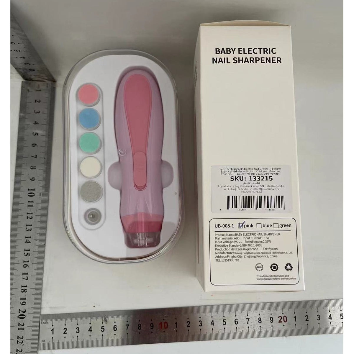 Pila Electrica pentru Unghii Bebelusi si Copii, Silentioasa cu Lumina LED si Incarcare USB Tip C, Material ABS, 6 Capete de Pilit Incluse, Roz