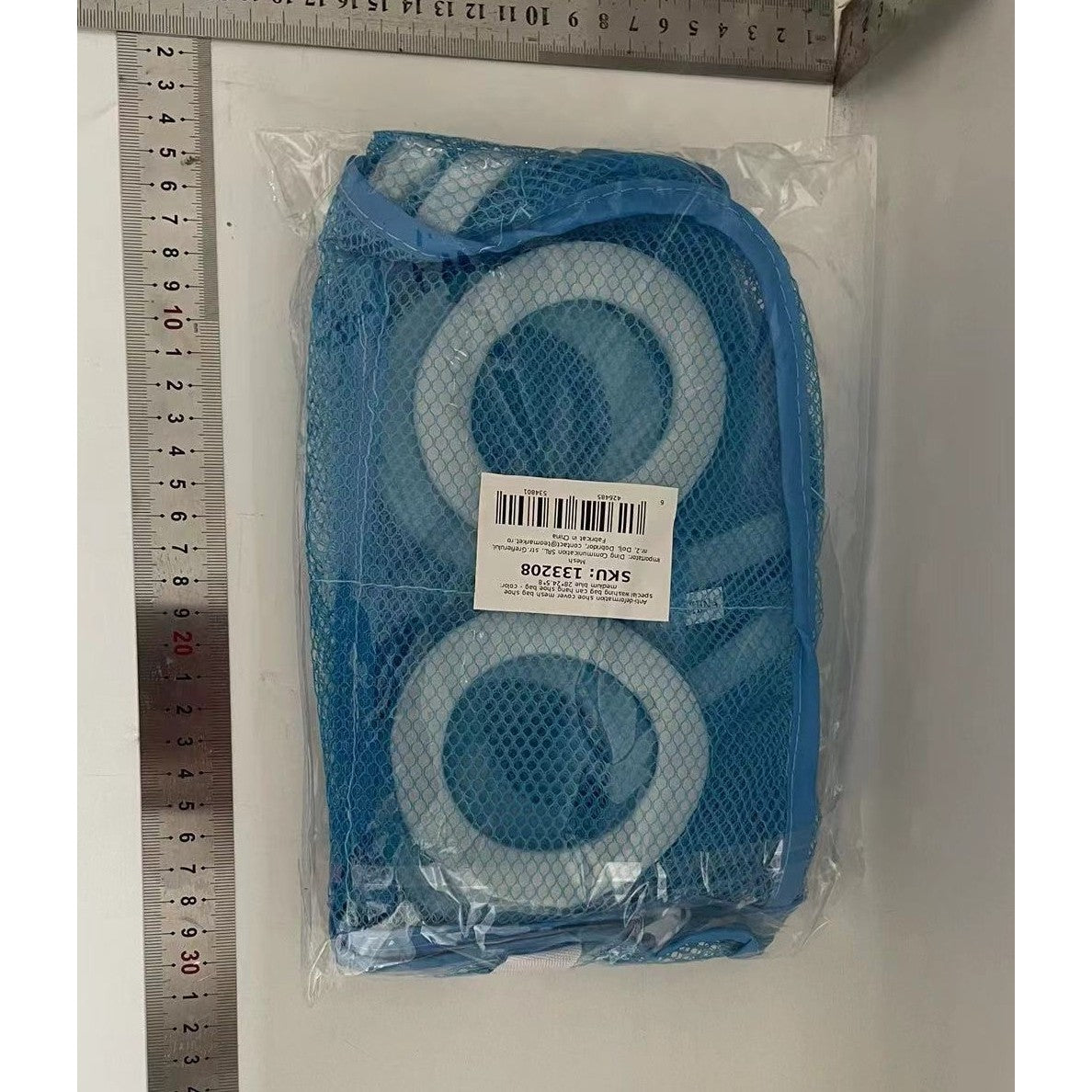 Sac pentru Spalare Incaltaminte in Masina de Spalat, Protectie cu Strat de Spuma si Fermoar Securizat, Material Tip Plasa cu Agatatoare, 28 x 24.5 x 8 cm, Albastru