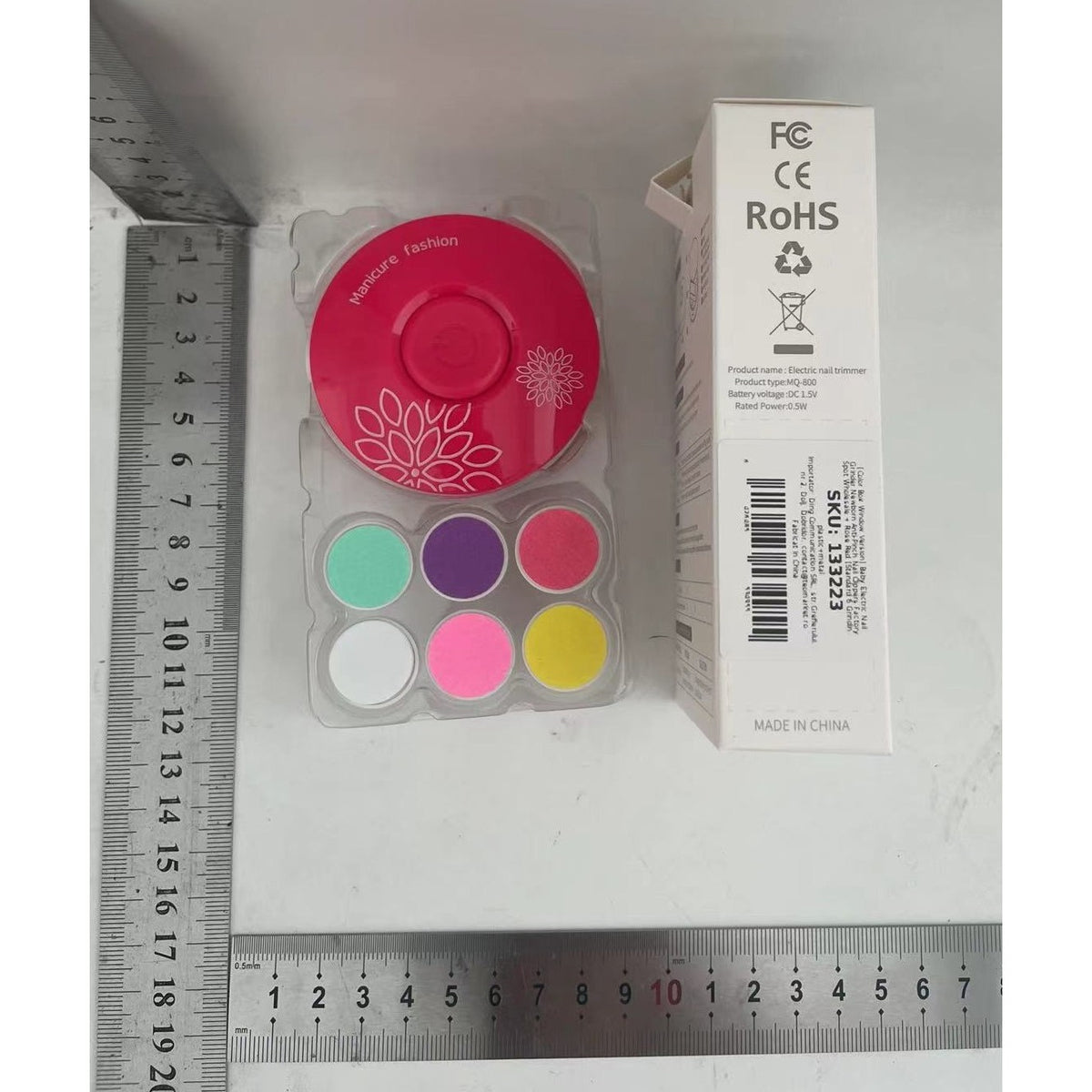 Pila Electrica pentru Unghii Bebelusi si Copii, Set Manichiura Silentionasa cu Lumina LED si 6 Capete de Schimb, Material ABS, Incarcare USB, Model Flori, Fucsia