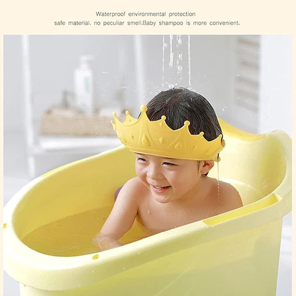 Fippy Viziera de Protectie Baie pentru Copii si Bebelusi, Protectie Ochi si Urechi Impotriva Samponului, Model Coroana, Banda Ajustabila, Material TPE si PP, Galben