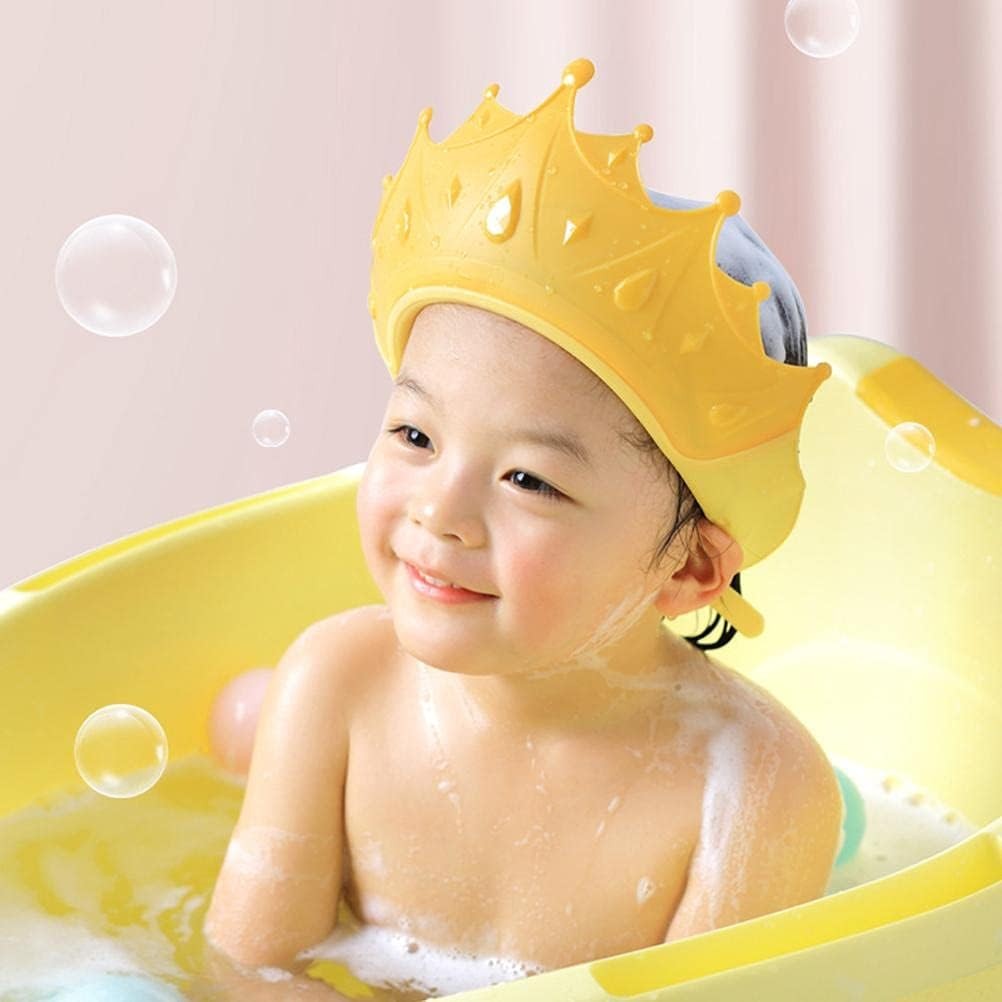 Fippy Viziera de Protectie Baie pentru Copii si Bebelusi, Protectie Ochi si Urechi Impotriva Samponului, Model Coroana, Banda Ajustabila, Material TPE si PP, Galben
