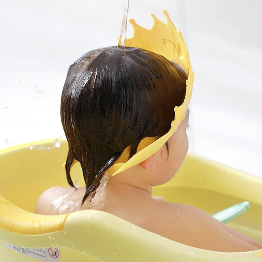 Fippy Viziera de Protectie Baie pentru Copii si Bebelusi, Protectie Ochi si Urechi Impotriva Samponului, Model Coroana, Banda Ajustabila, Material TPE si PP, Galben