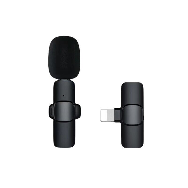 Microfon Lavaliera Wireless cu Receptor Lightning, Conectivitate Bluetooth 5.0, Reducere Zgomot, Raza 30 m, Baterie 50 mAh, Negru