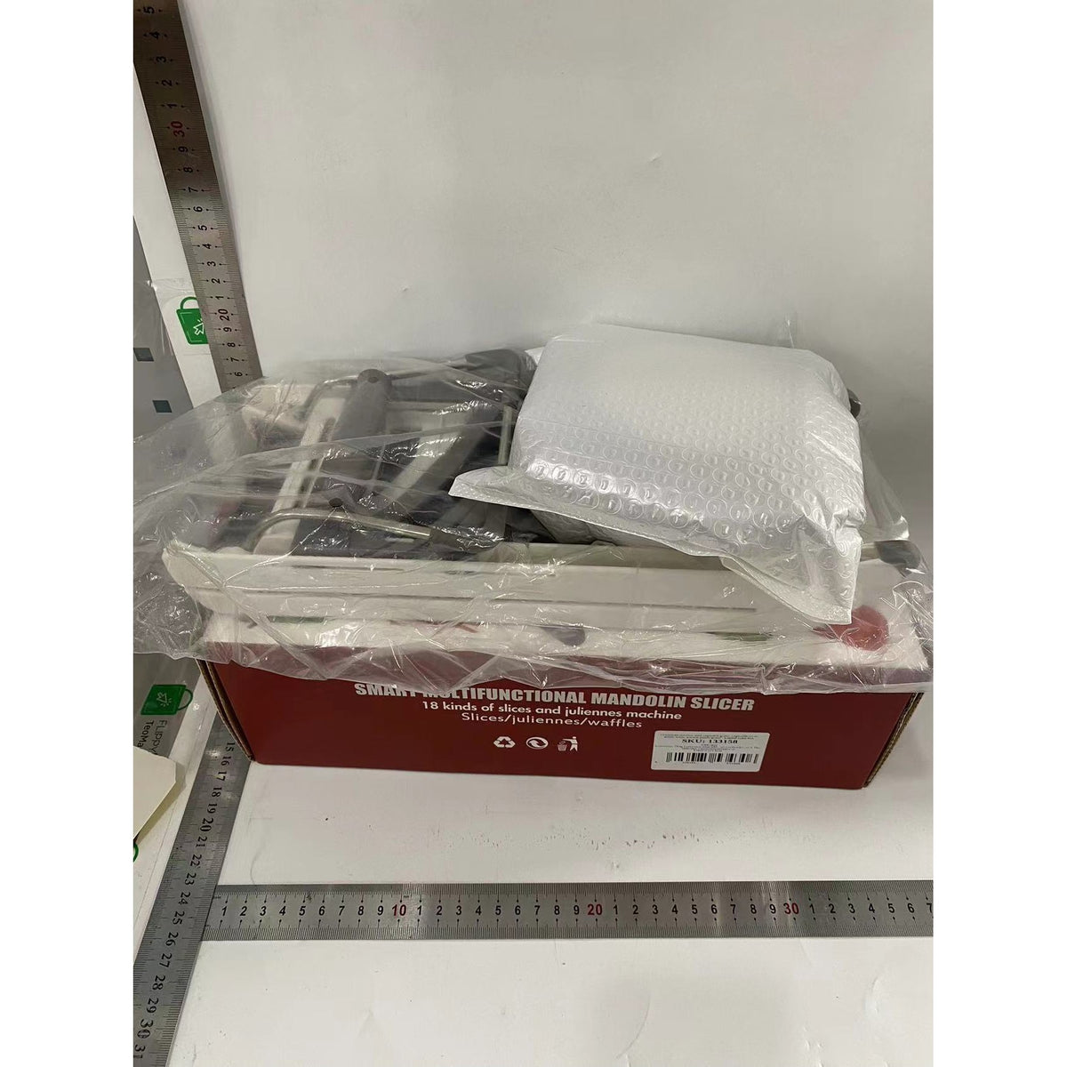 Feliator Manual Multifunctional pentru Legume si Fructe, Razatoare Reglabila cu Lame din Otel Inoxidabil, Accesoriu Bucatarie, 39 x 11.5 x 12.5 cm, Alb