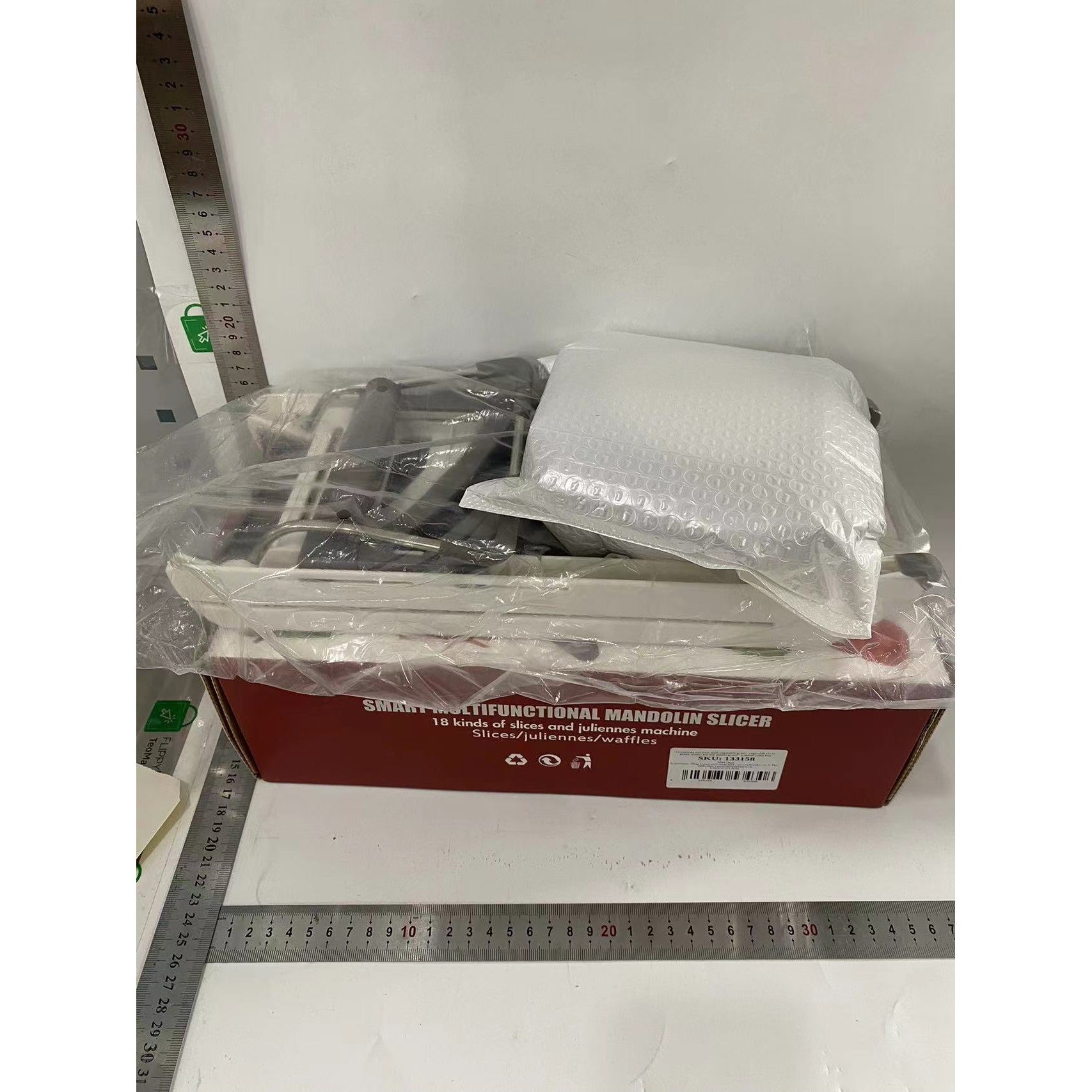 Feliator Manual Multifunctional pentru Legume si Fructe, Razatoare Reglabila cu Lame din Otel Inoxidabil, Accesoriu Bucatarie, 39 x 11.5 x 12.5 cm, Alb