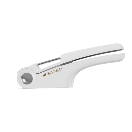 Presa Multifunctionala pentru Usturoi 4 in 1, Feliator, Desfacator Borcane si Curatator Legume, 24 Lame din Otel Inoxidabil si ABS, 22 x 8.8 cm, Alb/Multicolor