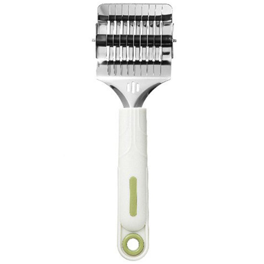 Dispozitiv de Taiat Taietei si Razatoare multifunctionala, Curatator Legume si Fructe, Maner Anti-Alunecare, Inox si Plastic, 22 x 6.5 cm, Alb