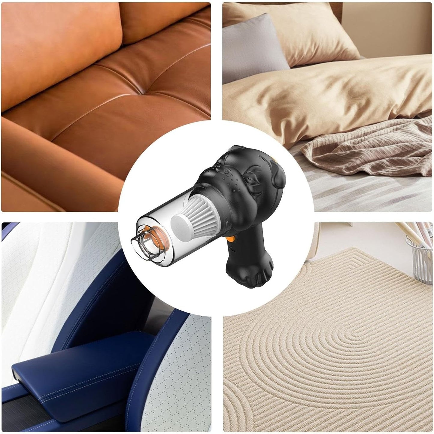 Aspirator Auto 4 in 1 Portabil fara Fir, Putere 120W, Functie de Suflare si Umflare, 2 Viteze, Aspirare Umeda si Uscata, Incarcare USB-C, Negru