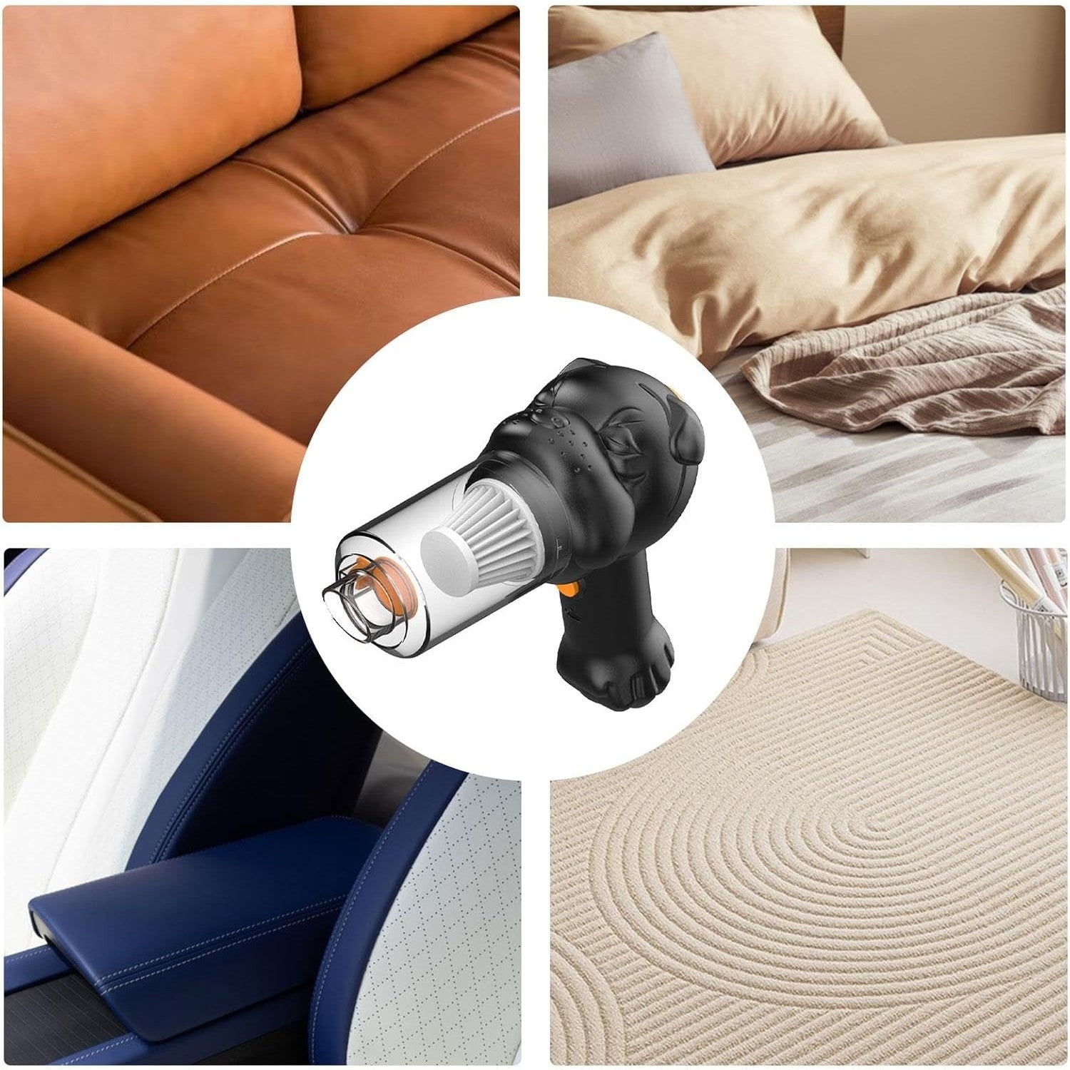 Aspirator Auto 4 in 1 Portabil fara Fir, Putere 120W, Functie de Suflare si Umflare, 2 Viteze, Aspirare Umeda si Uscata, Incarcare USB-C, Negru