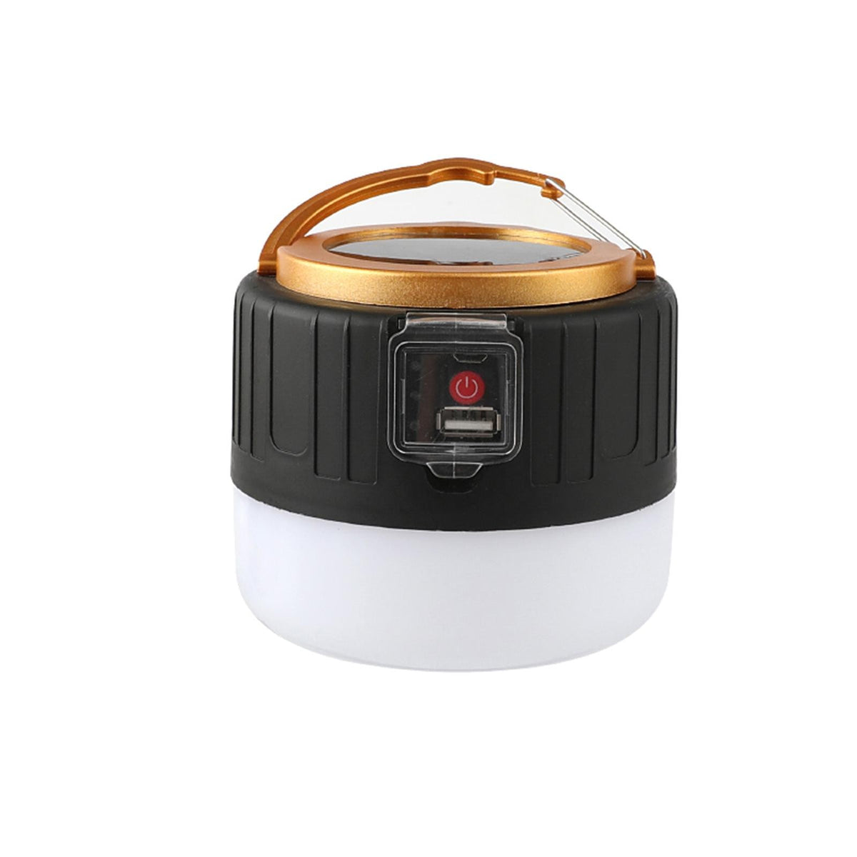 Lampa Portabila Camping, Incarcare Solara si USB, Afisaj Baterie, Rezistenta la Apa IP6, Telecomanda, Aluminiu, 6x9x11 cm, Negru