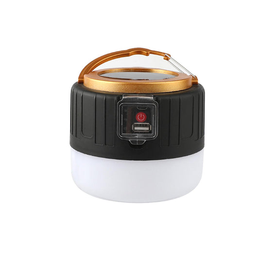 Lampa Portabila Camping, Incarcare Solara si USB, Afisaj Baterie, Rezistenta la Apa IP6, Telecomanda, Aluminiu, 6x9x11 cm, Negru