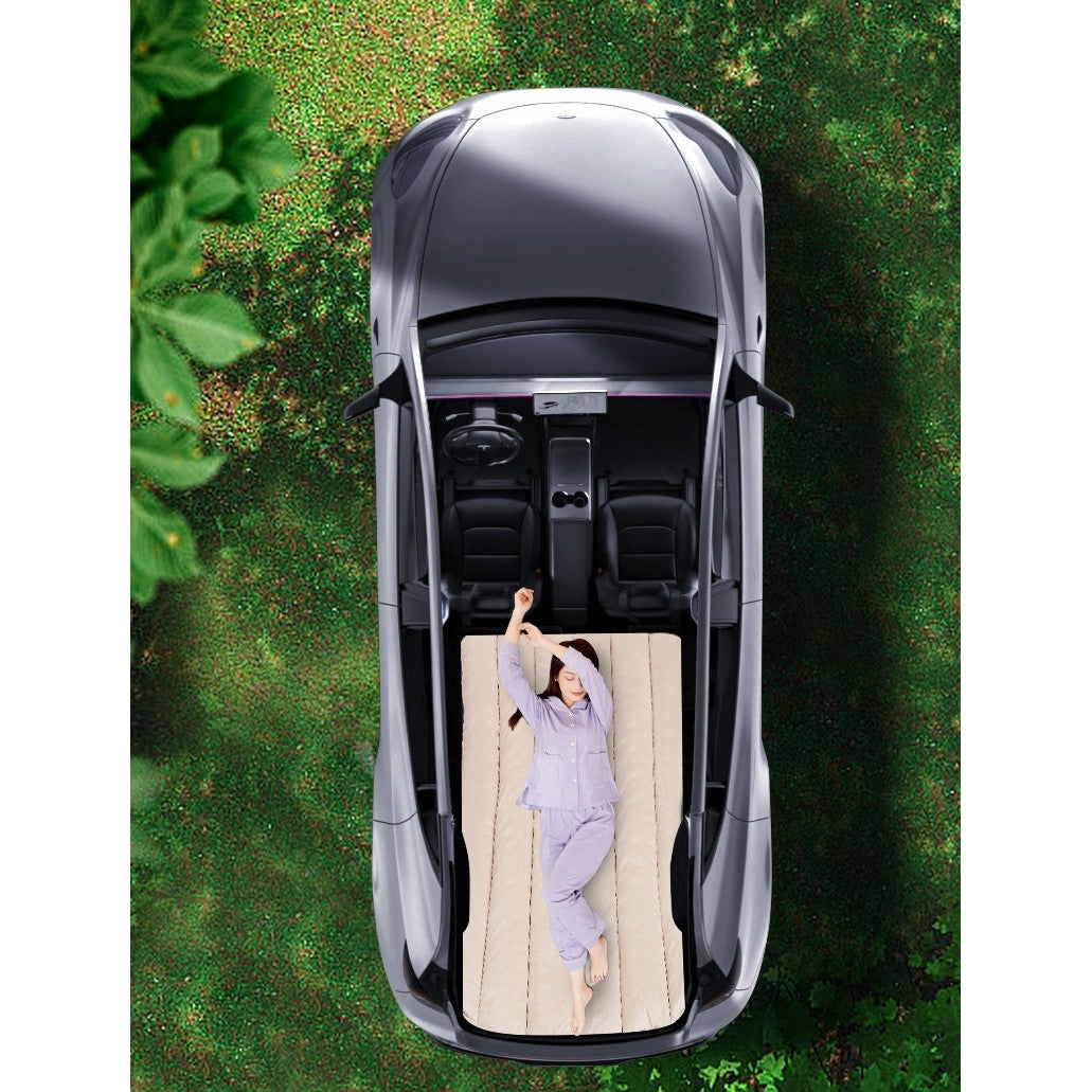 Saltea de Voiaj pentru Tesla Model Y și Model 3, Saltea Camping Portbagaj din Catifea Olandeză, Umplutură Bumbac, Include Pernă, Pătură și Geantă Depozitare, 185 x 110 cm, Gri