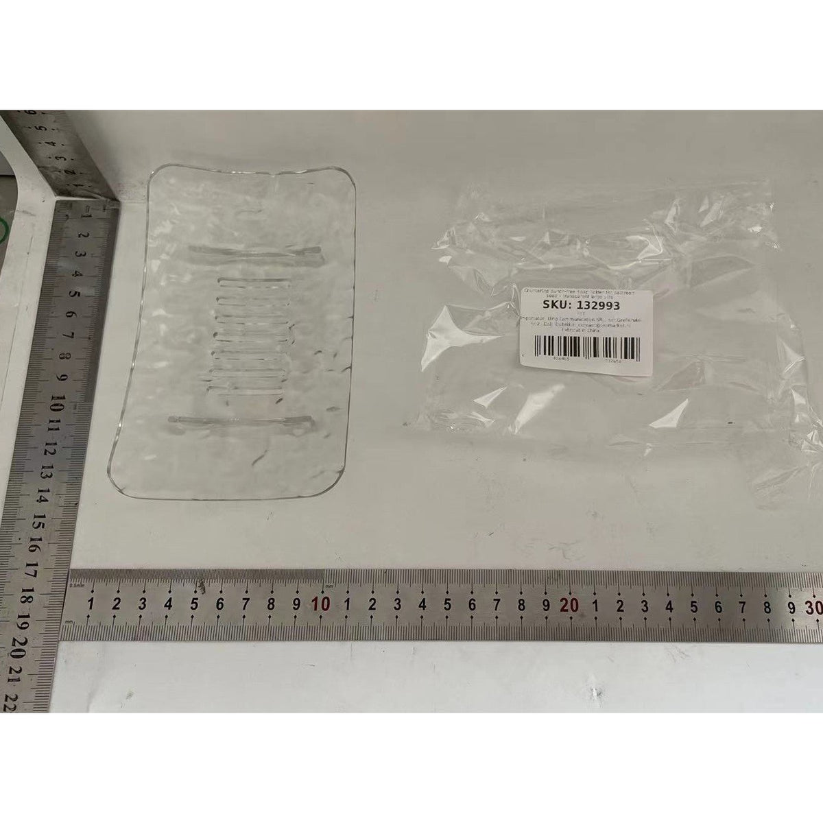Savoniera Cu Scurgere Apa, Suport Sapun Design Modern Glaciar, Plastic PET Rezistent, Transparent, 15 x 9 x 1.4 cm