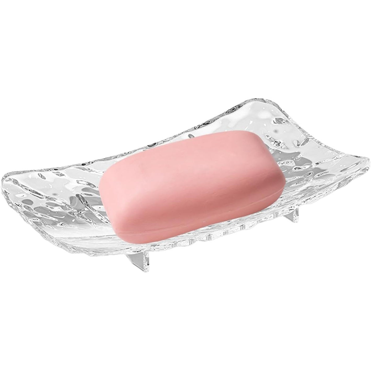 Savoniera Cu Scurgere Apa, Suport Sapun Design Modern Glaciar, Plastic PET Rezistent, Transparent, 15 x 9 x 1.4 cm