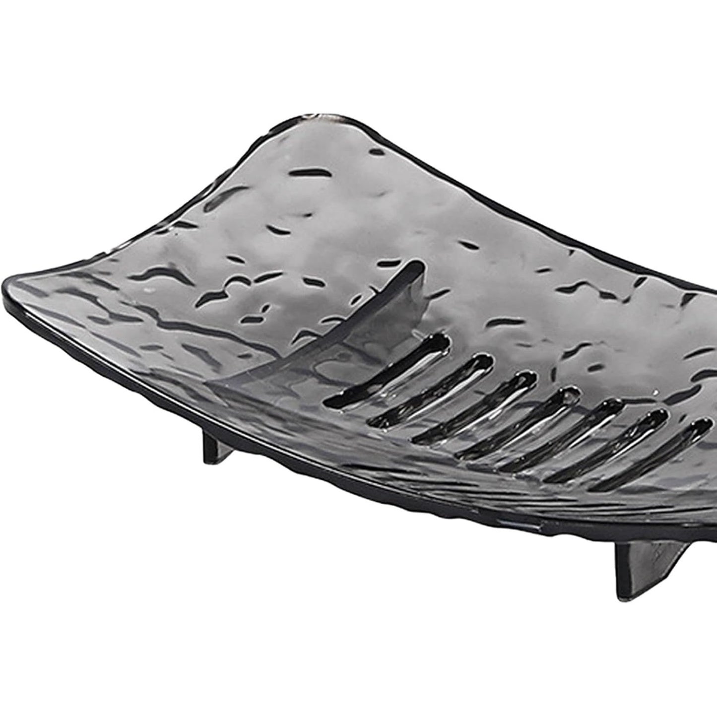 Savoniera Cu Sistem De Scurgere Apa, Suport Sapun Cu Design Modern Glaciar, Plastic PET Rezistent, 11 x 8 x 1.4 cm, Gri Transparent
