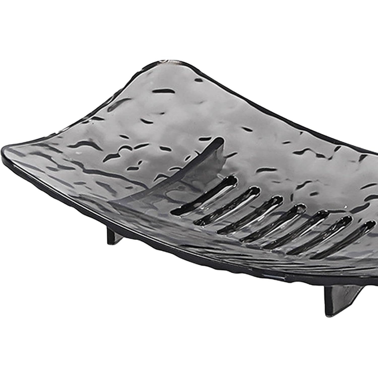 Savoniera Cu Sistem De Scurgere Apa, Suport Sapun Cu Design Modern Glaciar, Plastic PET Rezistent, 11 x 8 x 1.4 cm, Gri Transparent