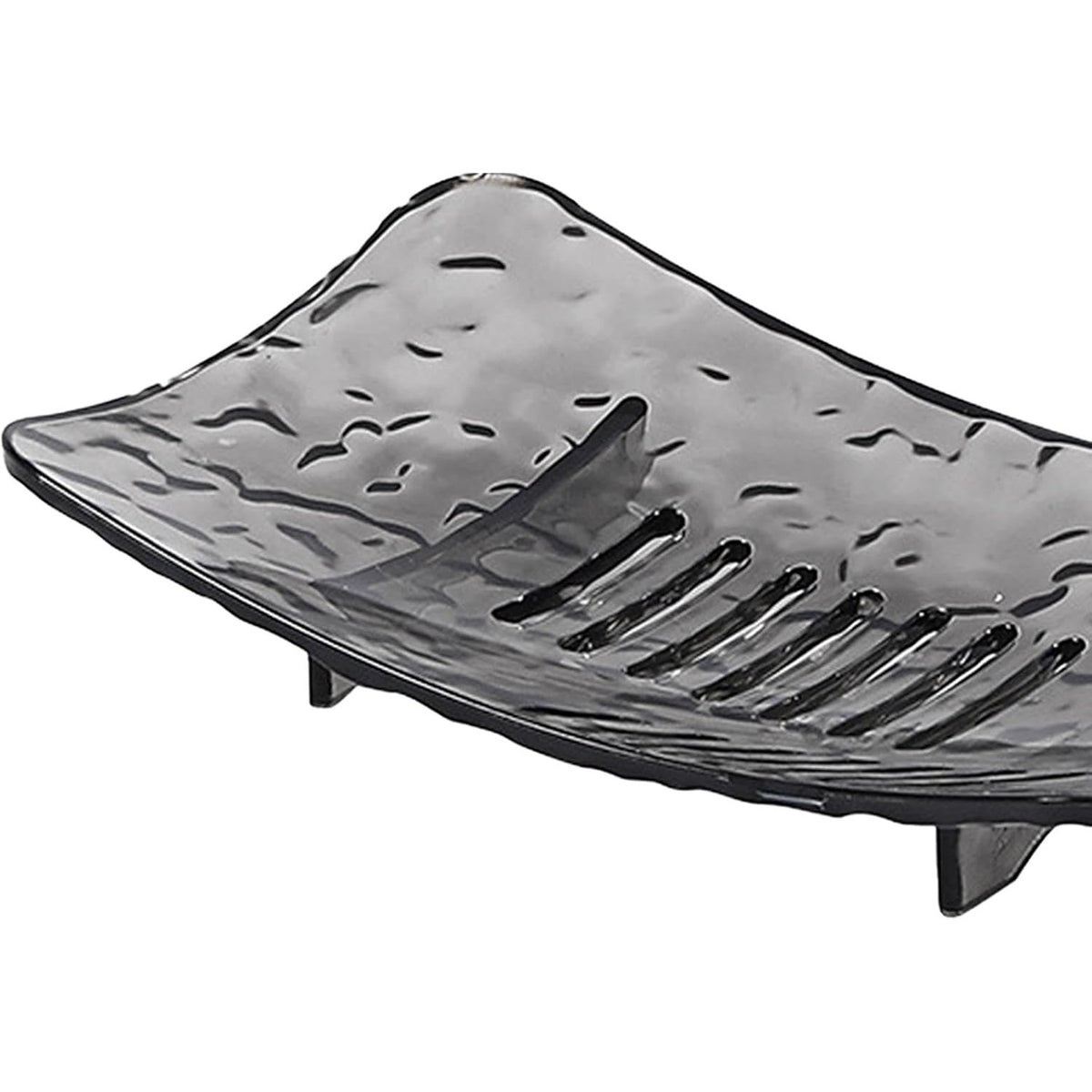Savoniera Cu Sistem De Scurgere Apa, Suport Sapun Cu Design Modern Glaciar, Plastic PET Rezistent, 11 x 8 x 1.4 cm, Gri Transparent