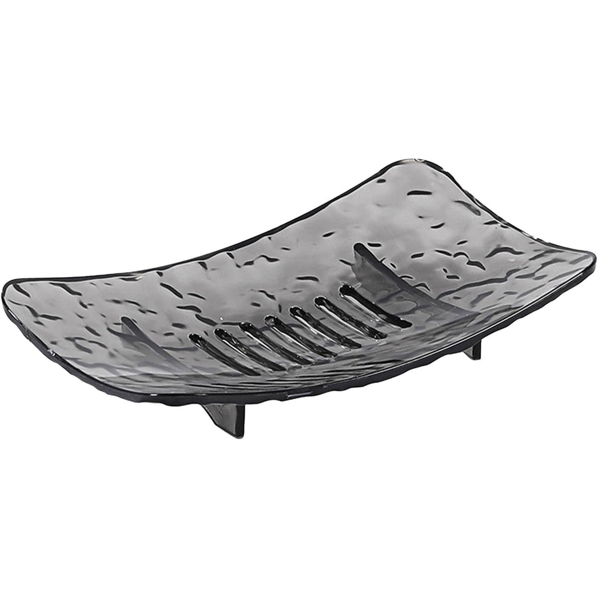 Savoniera Cu Sistem De Scurgere Apa, Suport Sapun Cu Design Modern Glaciar, Plastic PET Rezistent, 11 x 8 x 1.4 cm, Gri Transparent