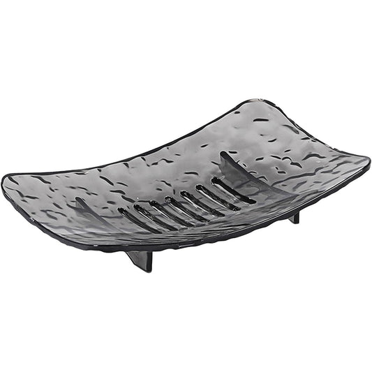 Savoniera Cu Sistem De Scurgere Apa, Suport Sapun Cu Design Modern Glaciar, Plastic PET Rezistent, 11 x 8 x 1.4 cm, Gri Transparent