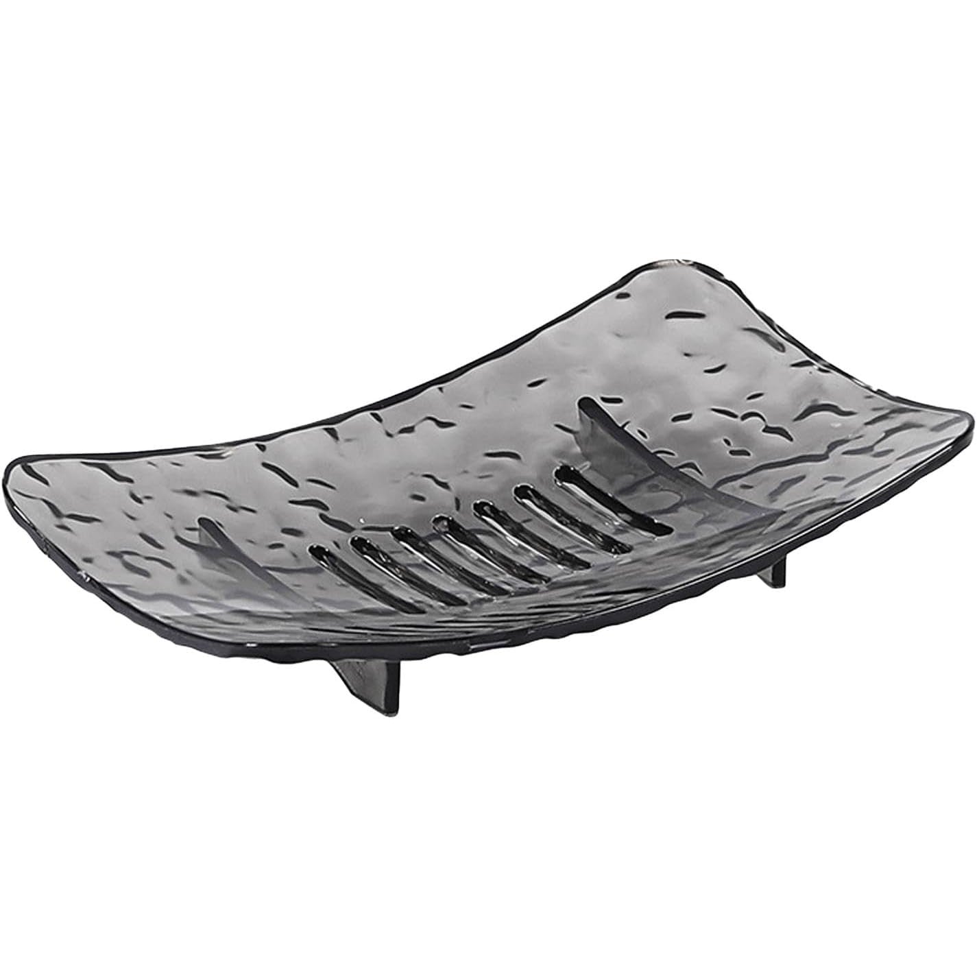 Savoniera Cu Sistem De Scurgere Apa, Suport Sapun Cu Design Modern Glaciar, Plastic PET Rezistent, 11 x 8 x 1.4 cm, Gri Transparent