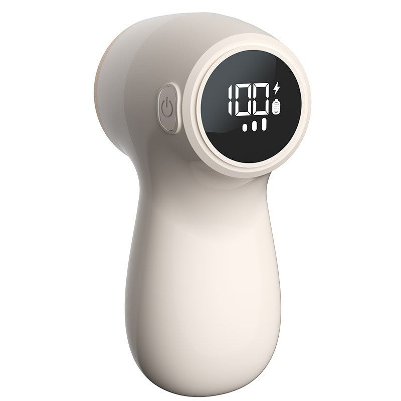 Aparat Electric de Curatat Scame 2 in 1 cu Aspirare, Dispozitiv Reincarcabil pentru Indepartarea Scamelor, 2 Trepte de Putere, Afisaj Digital, 6 Lame Otel Inoxidabil, USB Tip C, 800 mAh, Bej