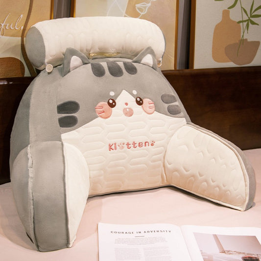 Perna Spatar Pat Multifunctionala, Suport Lombar Ergonomic din Latex, Design Creativ Pisicuta, Material Moale, Gri, 60 x 40 cm
