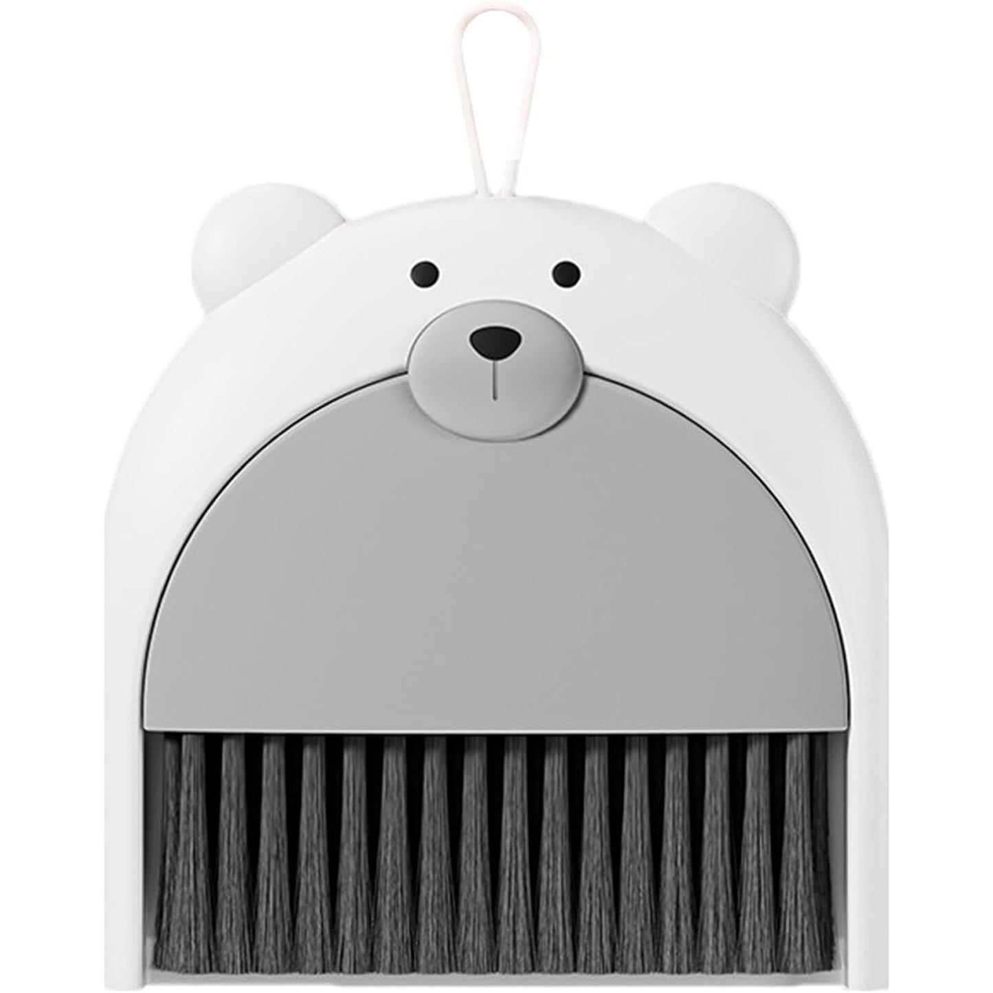 Set Mini Mătură și Făraș pentru Birou și Tastatură, Design Model Ursulet, Material PP și Plastic Moale, 23.5 x 18 cm, Gri