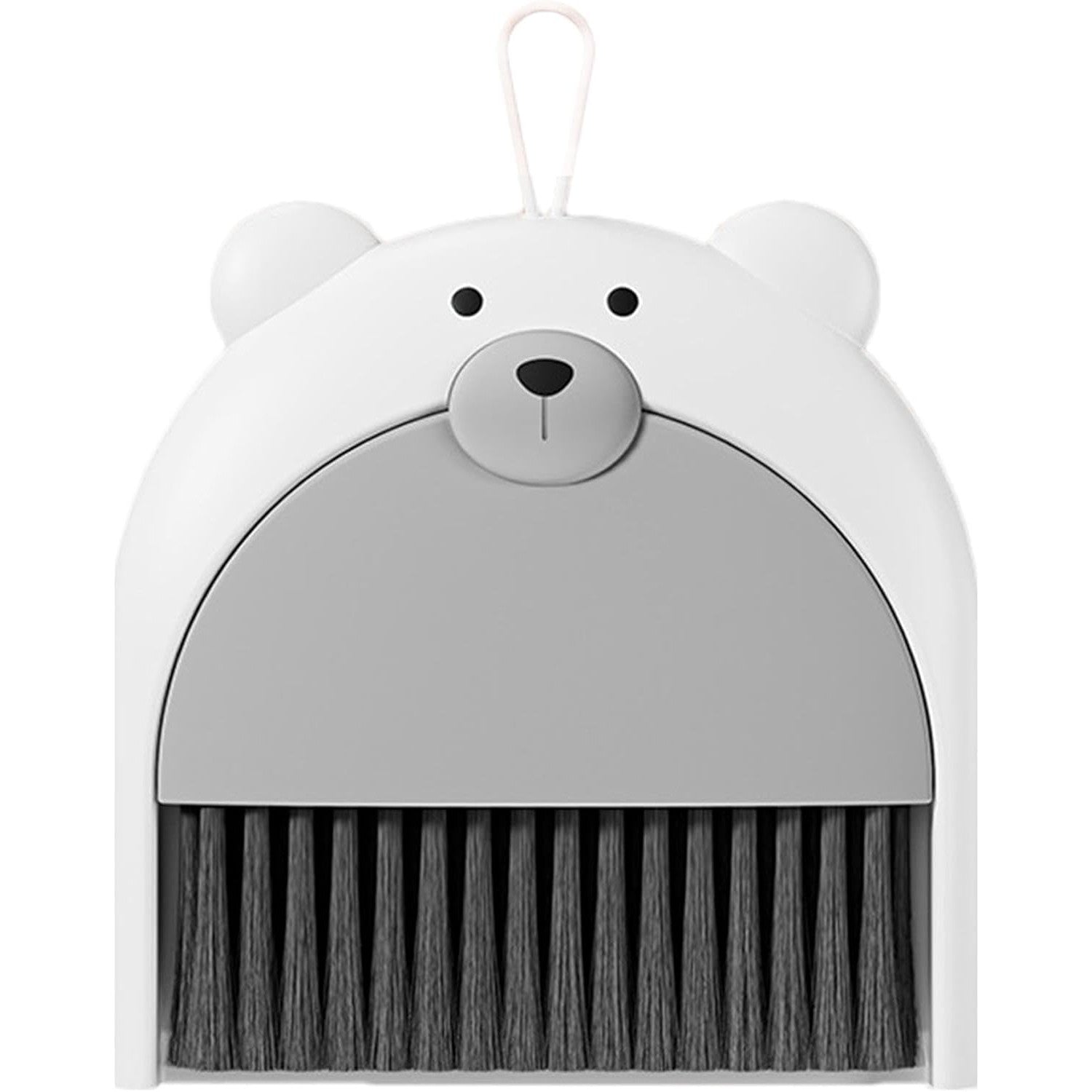 Set Mini Mătură și Făraș pentru Birou și Tastatură, Design Model Ursulet, Material PP și Plastic Moale, 23.5 x 18 cm, Gri
