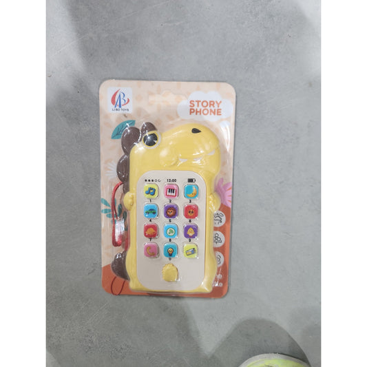 Telefon Interactiv pentru Copii, Smartphone Educational Model Dinozaur, Functii Muzicale si Vocale, Plastic Rezistent, 19 x 11.5 cm, Galben/Multicolor, 4-6 Ani