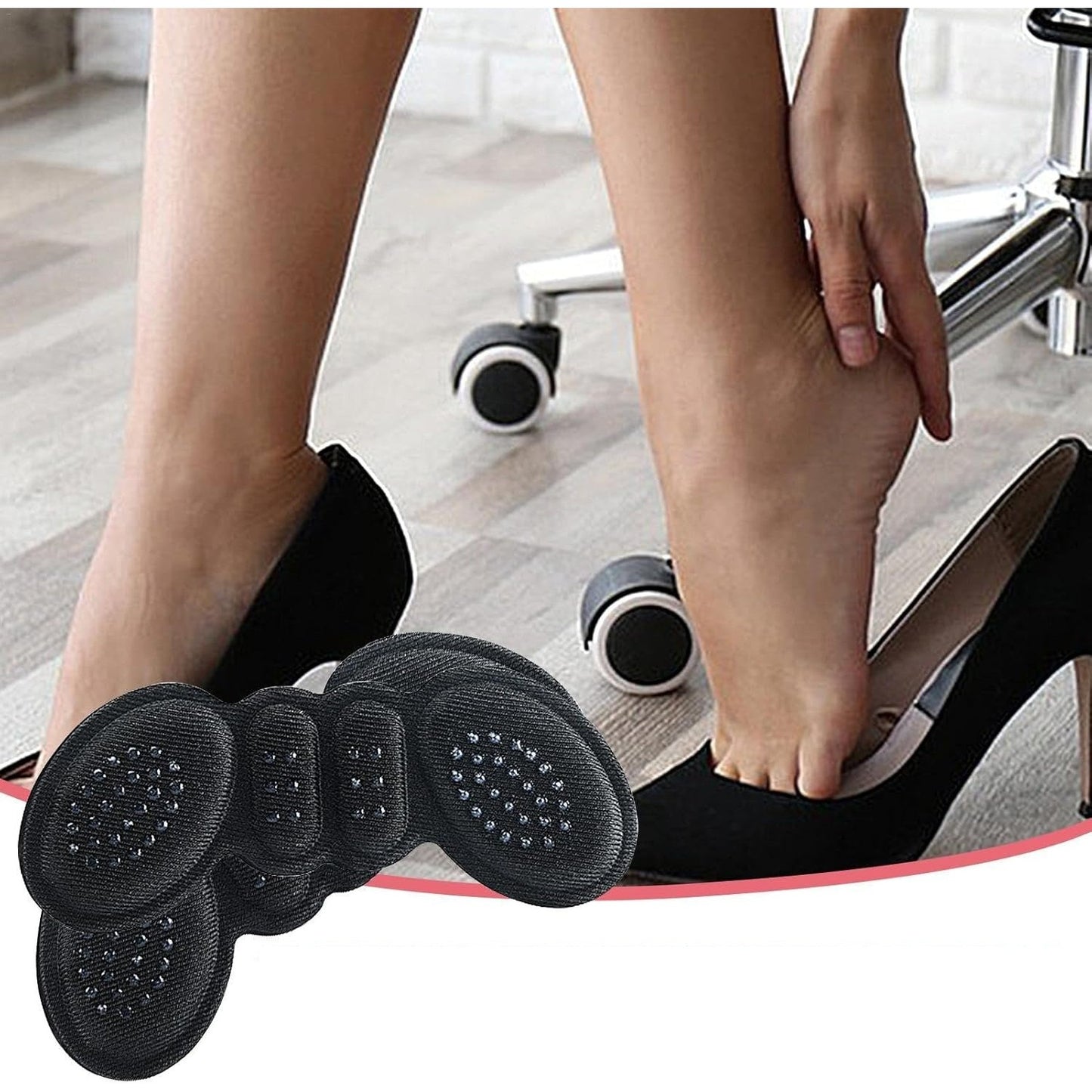 Set 2 Branturi cu Pernute pentru Calcai, Protectii Autoadezive Antiderapante si Antifrecare, Spuma Moale cu Panza Absorbanta, Marime Universala, 6 mm, Negru