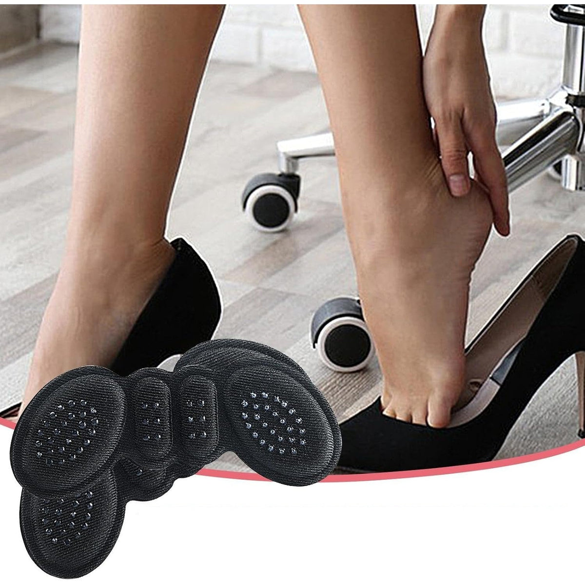 Set 2 Branturi cu Pernute pentru Calcai, Protectii Autoadezive Antiderapante si Antifrecare, Spuma Moale cu Panza Absorbanta, Marime Universala, 6 mm, Negru