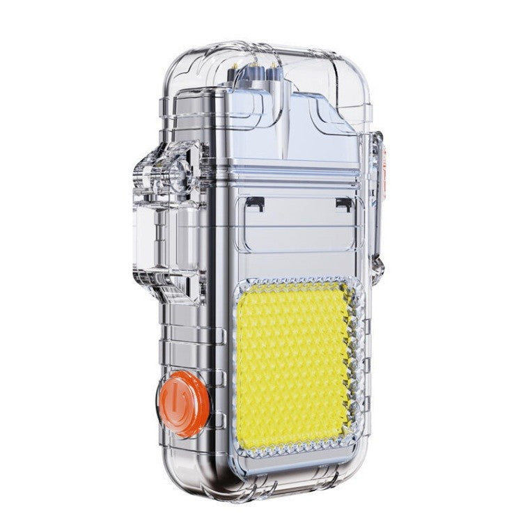 Lanternă Tip Breloc cu Brichetă Electrică, Tehnologie COB 220 Lumeni, Impermeabilă IP65, Încărcare USB-C, Aliaj Zinc și ABS, 300 mAh, 3 Moduri Iluminare, Argintiu