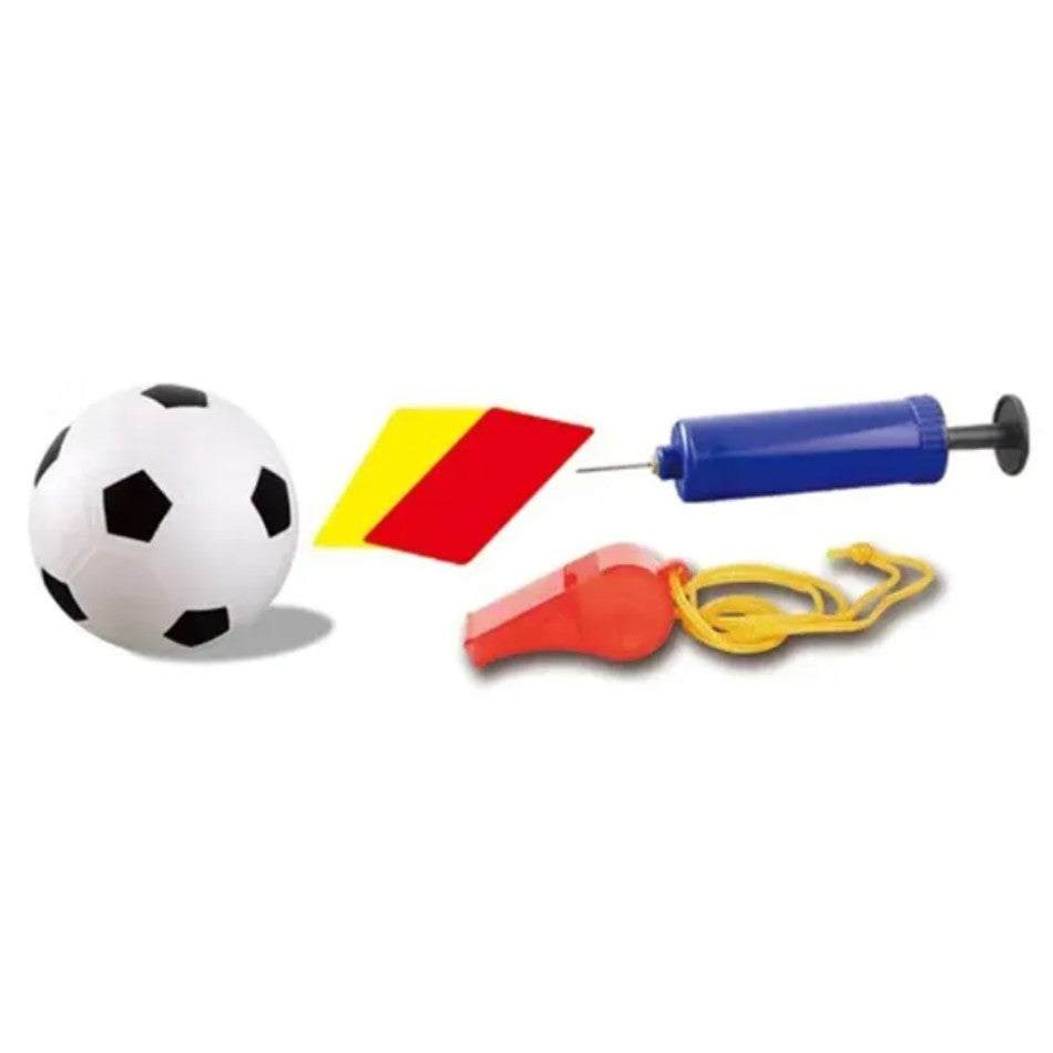 Set Poarta de Fotbal pentru Copii, Include Minge, Cartonașe, Pompă și Fluier, Plastic Durabil, 60x90 cm, Galben