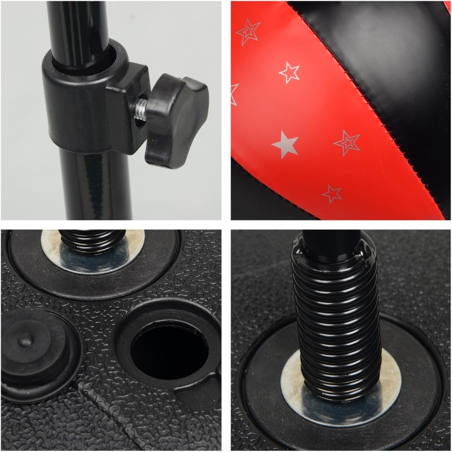 Set Box Copii cu Para Gonflabila si Manusi, Inaltime Reglabila pana la 120 cm, Plastic Rezistent, Antrenament Coordonare, Varsta 3+ Ani, Rosu/Negru