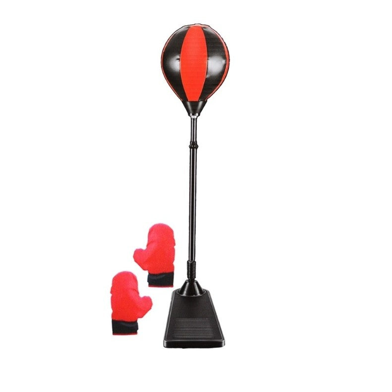Set Box Interactiv pentru Copii, Para de Box cu Inaltime Reglabila, Include Manusi si Stand Stabil, Plastic Rezistent, Varsta +3 Ani, 120 x 25 x 52.5 cm, Rosu/Negru