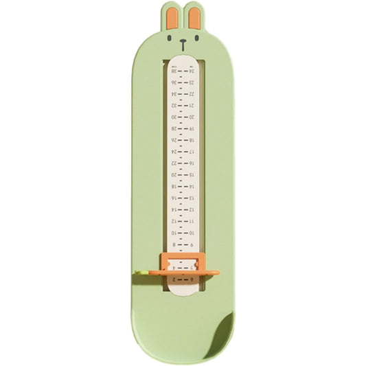Dispozitiv de Masurat Talpa Piciorului pentru Bebelusi si Copii, Rigla Masurare Incaltaminte cu Deflector Glisant, Material Plastic ABS, Model Iepuras, 32 x 9 cm, Verde