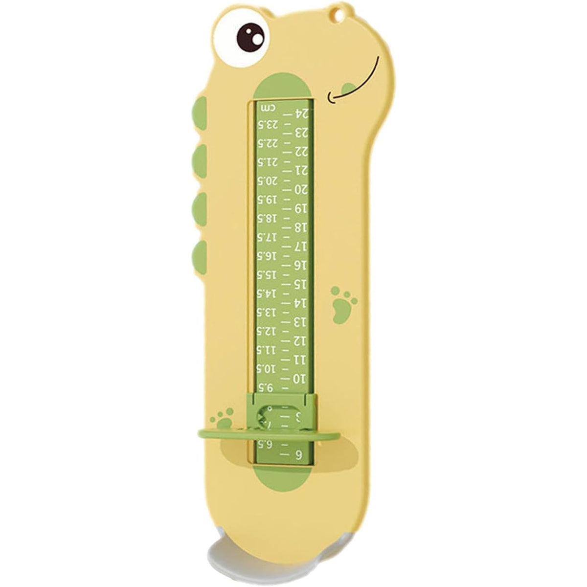 Dispozitiv de Masurat Talpa Piciorului pentru Bebelusi si Copii, Rigla Masurare Incaltaminte cu Cursor Glisant, Plastic ABS Ecologic, Model Dinozaur, Galben, 31 cm