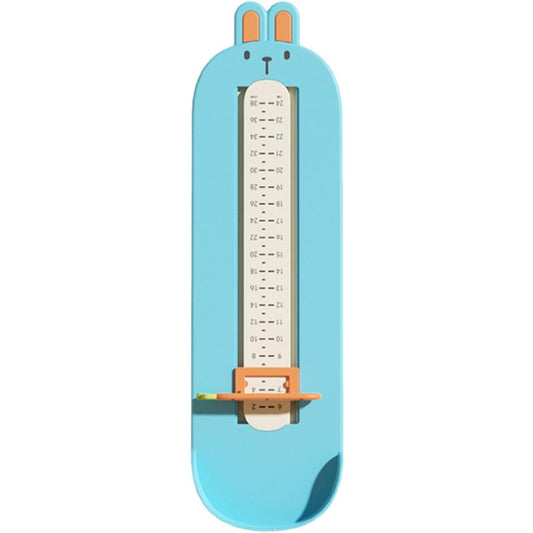 Dispozitiv Masurat Talpa Piciorului pentru Bebelusi si Copii, Rigla Masurare Incaltaminte cu Cursor Reglabil, Plastic ABS, Model Iepuras, Albastru, 32 x 9 cm