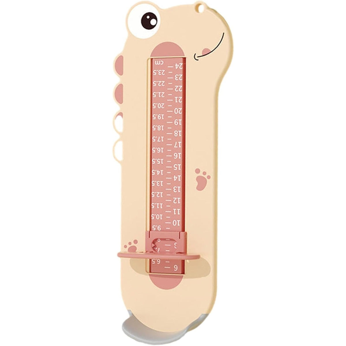 Dispozitiv De Masurat Talpa Piciorului Pentru Bebelusi Si Copii, Rigla Masurare Incaltaminte Cu Cursor Reglabil, Plastic ABS Fara BPA, Model Dinozaur, 31 x 11.5 cm, Roz