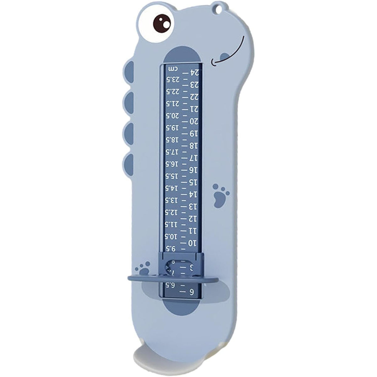 Dispozitiv de Masurat Talpa Piciorului pentru Bebelusi si Copii, Rigla Masurare Incaltaminte cu Cursor Glisant, Plastic ABS fara BPA, Model Dinozaur, Albastru, 31 cm