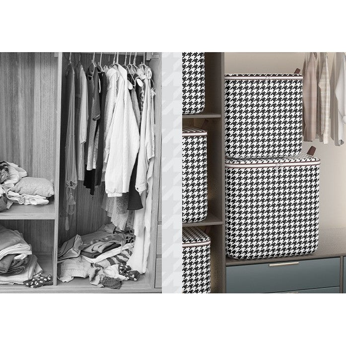 Cutie de Depozitare pentru Haine si Lenjerie, Organizator Pliabil cu Fermoar Dublu, Manere Ranforsate, Material Textil Rezistent, 50x50x70 cm