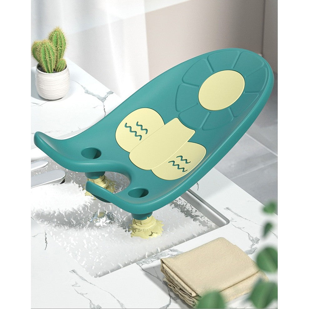 Suport Baie Bebelusi si Scaun Portabil Ergonomic, Montare pe Chiuveta sau Cada, Inclinare Reglabila cu Ventuze Antiderapante, Material TPE Moale, 0-12 Luni, 50 x 24 x 12.5 cm, Verde