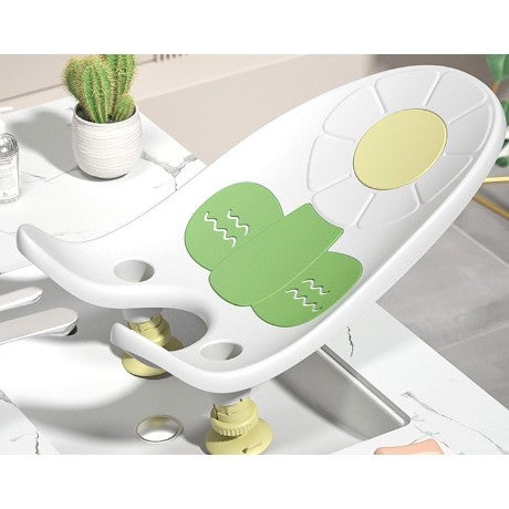Suport de Baie Bebelusi, Scaun Portabil pentru Chiuveta si Cada, Spatar Ergonomic cu Inclinare Reglabila si Ventuze Antiderapante, Material TPE Moale, 0-12 Luni, 50 x 24 x 12.5 cm, Alb